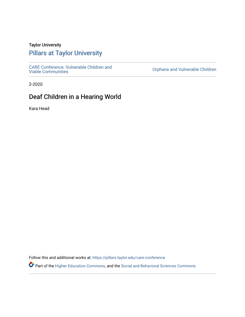 Deaf Children in a Hearing World