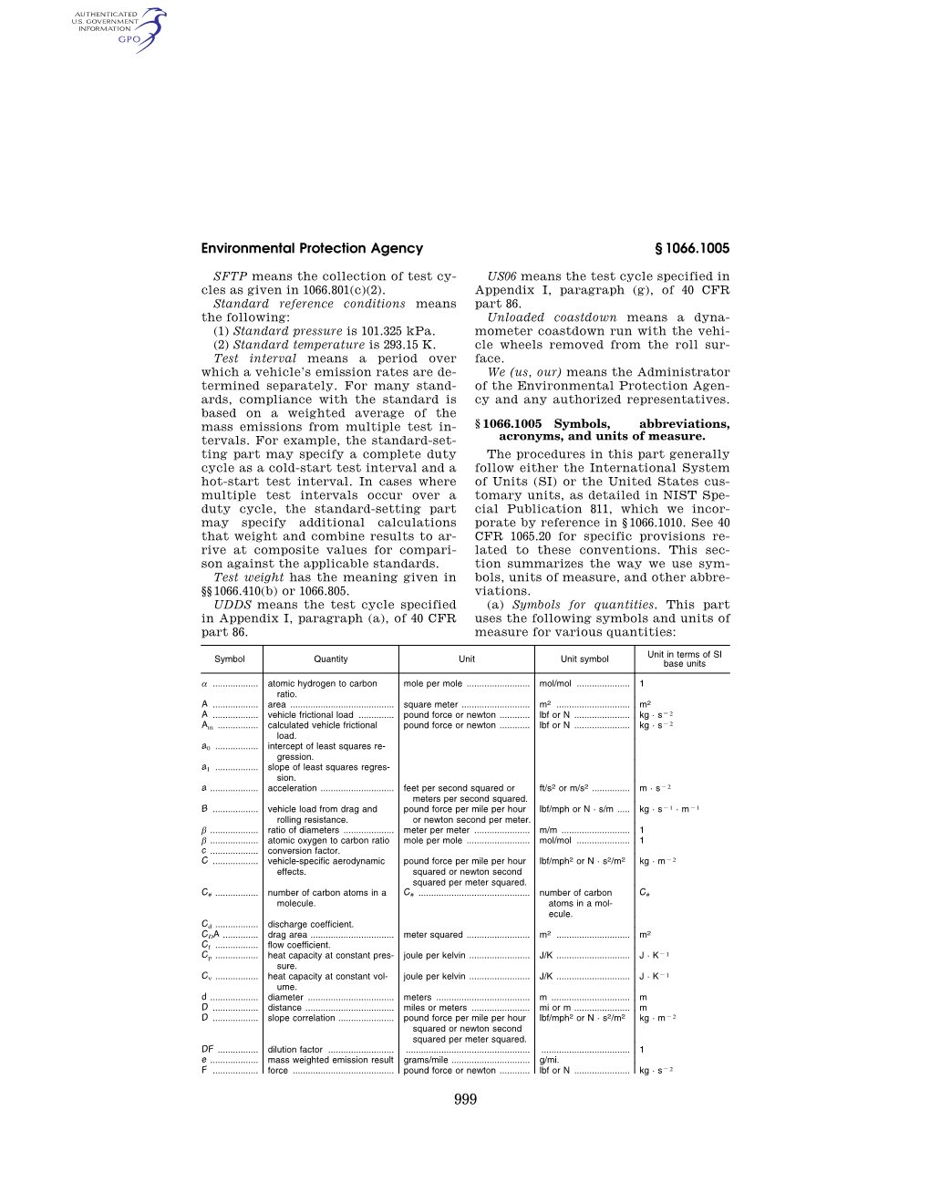 Environmental Protection Agency § 1066.1005