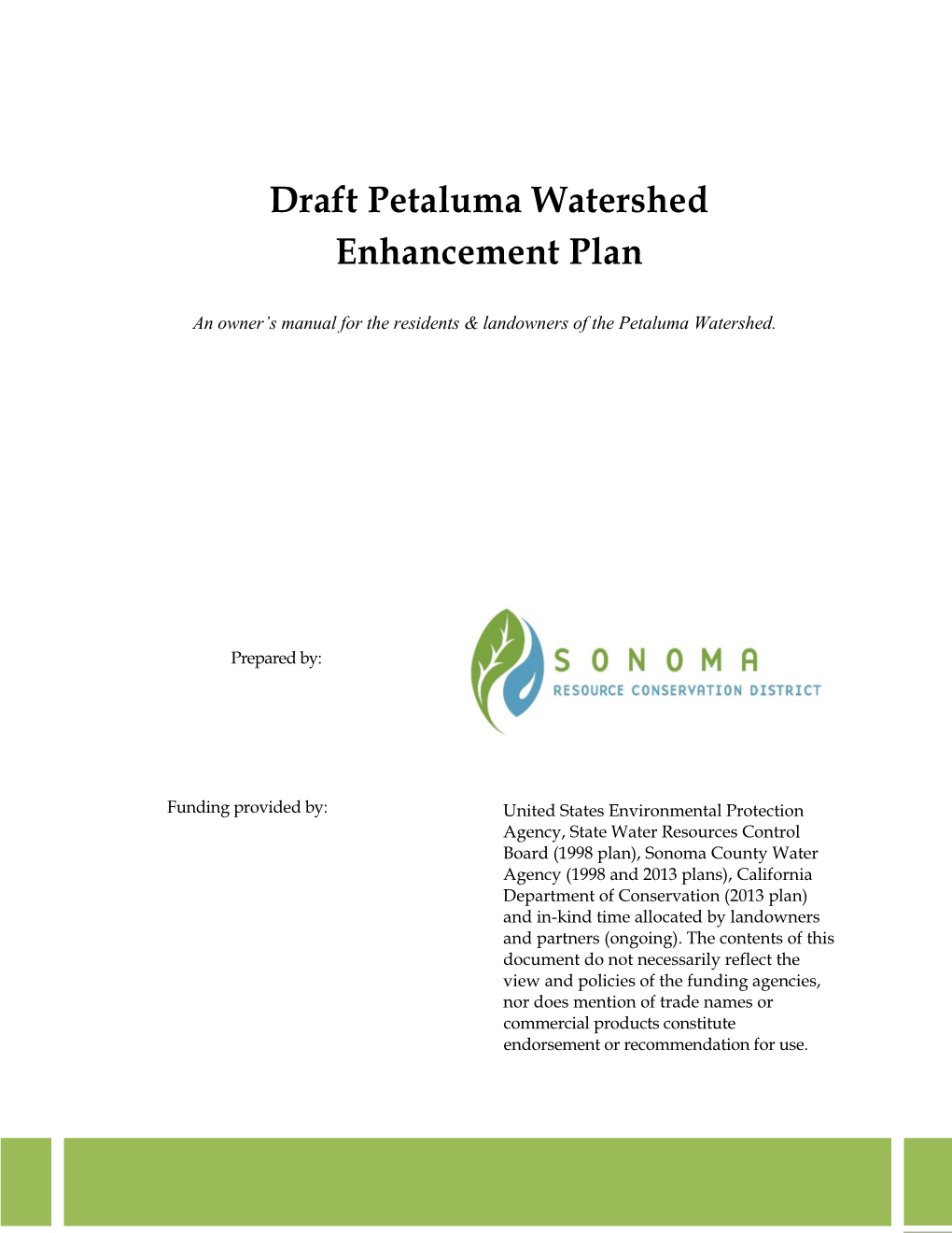 Draft Petaluma Watershed Enhancement Plan