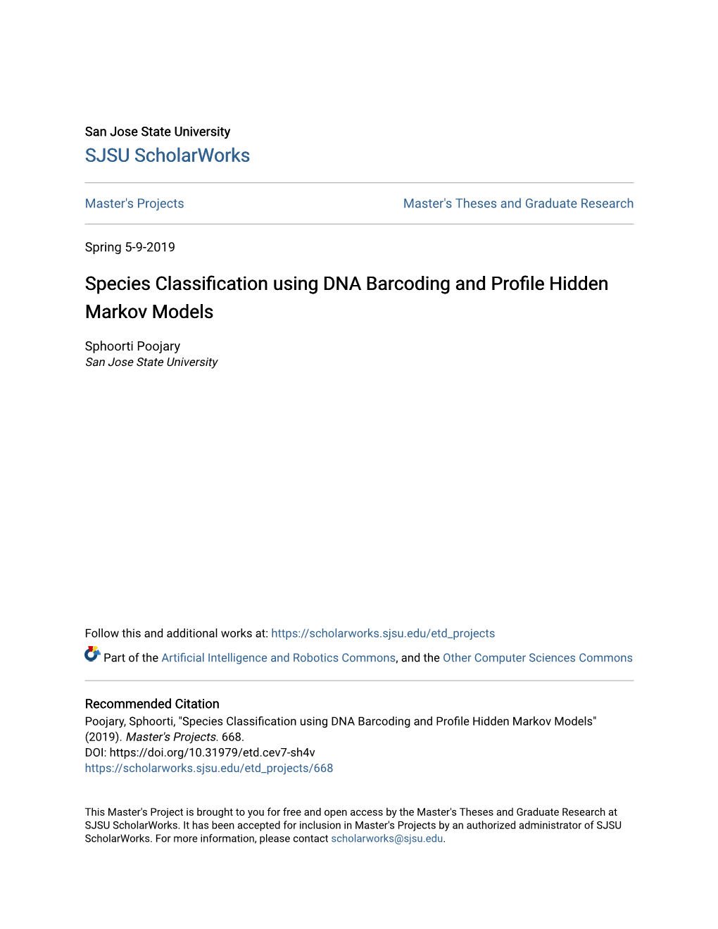 Species Classification Using DNA Barcoding and Profile Hidden Markov Models