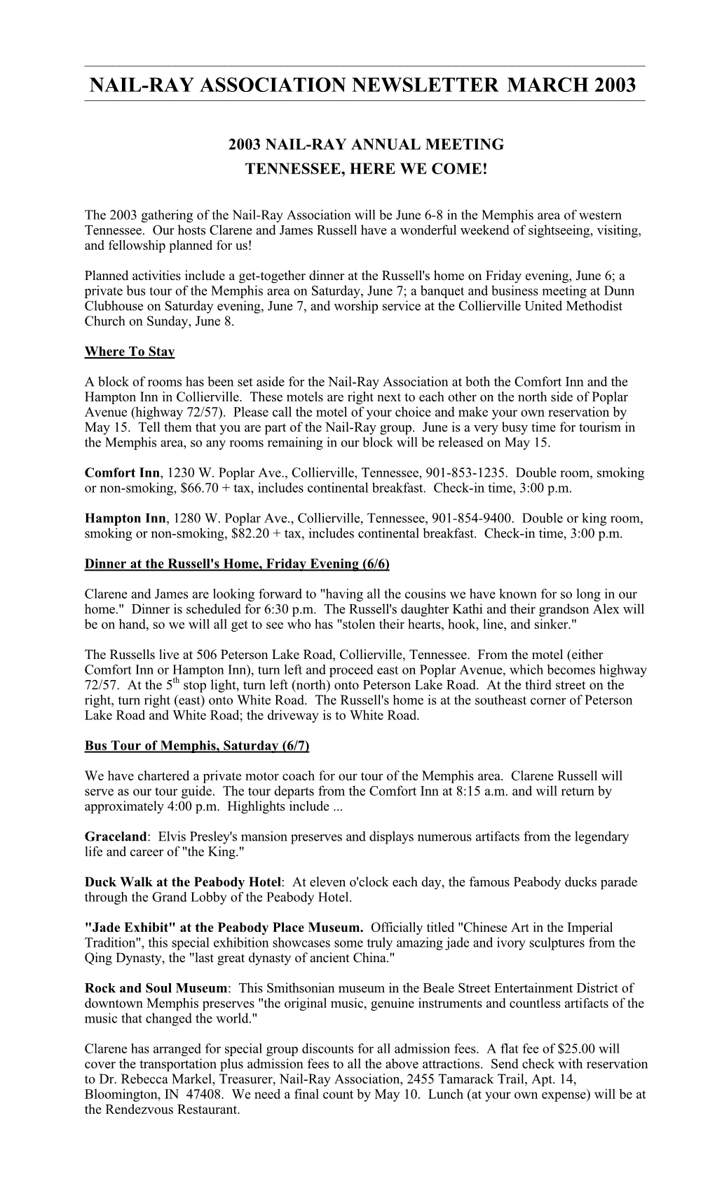 Nail-Ray Association Newsletter March 2003