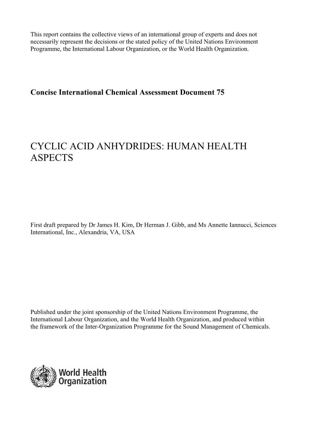 Cyclic Acid Anhydrides: Human Health Aspects