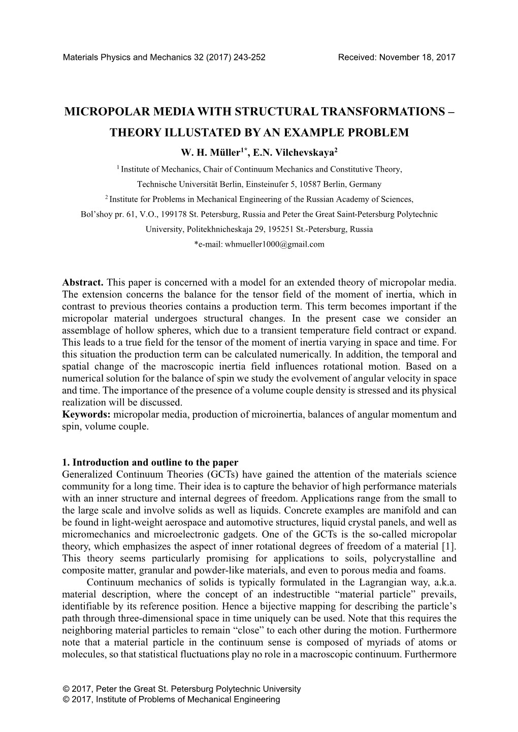 Micropolar Media with Structural Transformations – Theory Illustated by an Example Problem W