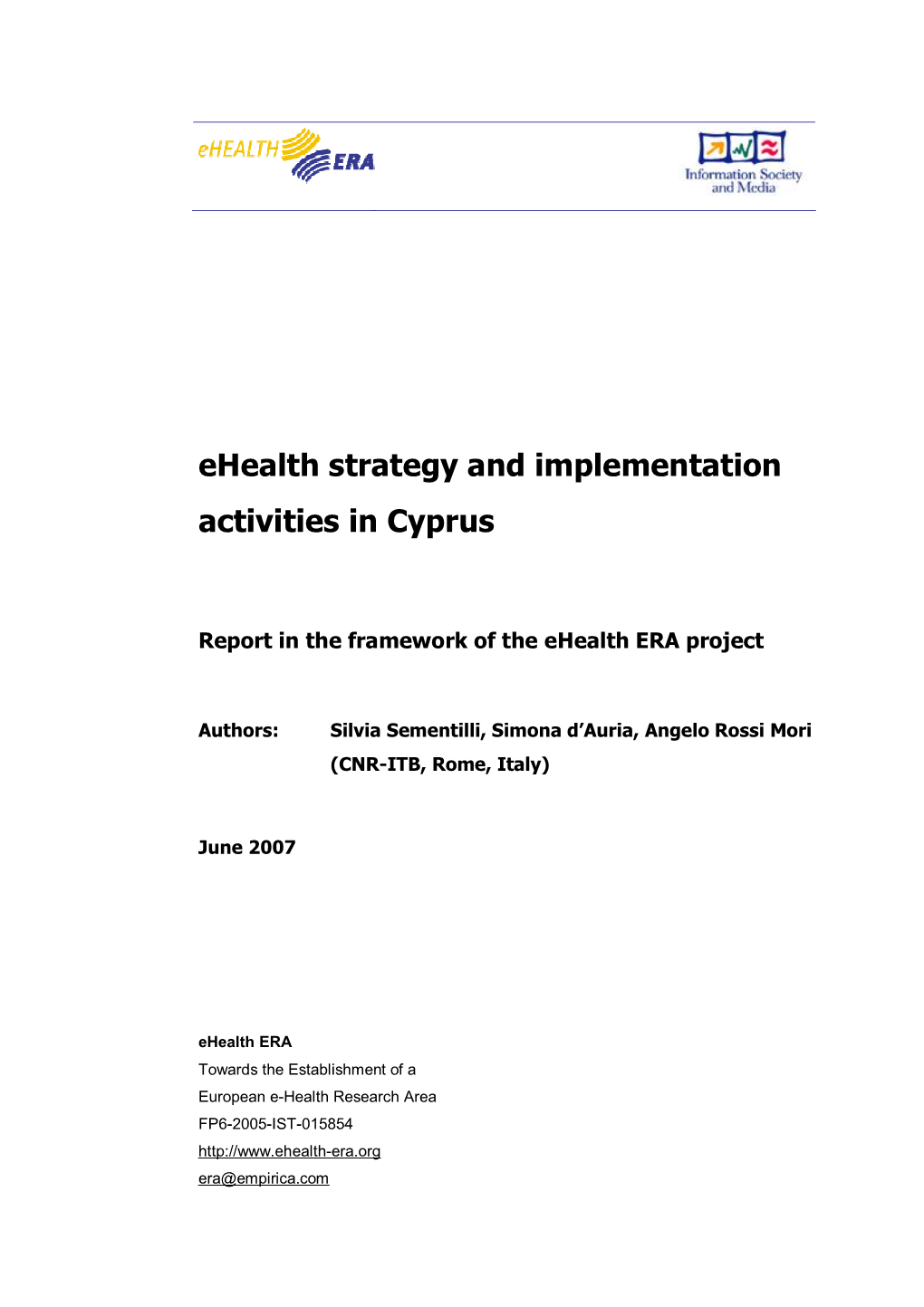 Ehealth Strategy and Implementation Activities in Cyprus