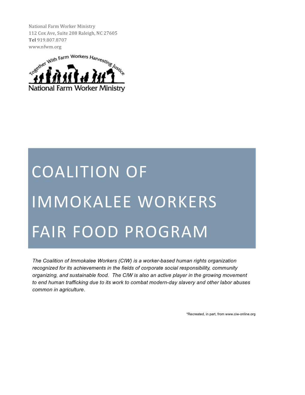 Coalition of Immokalee Workers Fair Food Program