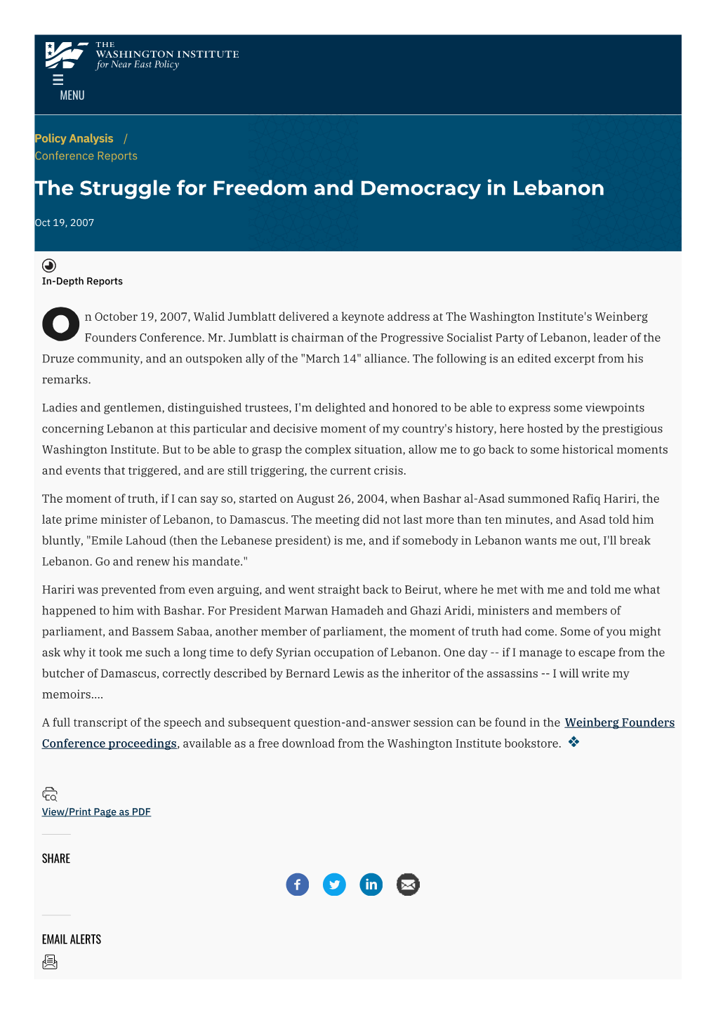 The Struggle for Freedom and Democracy in Lebanon | The
