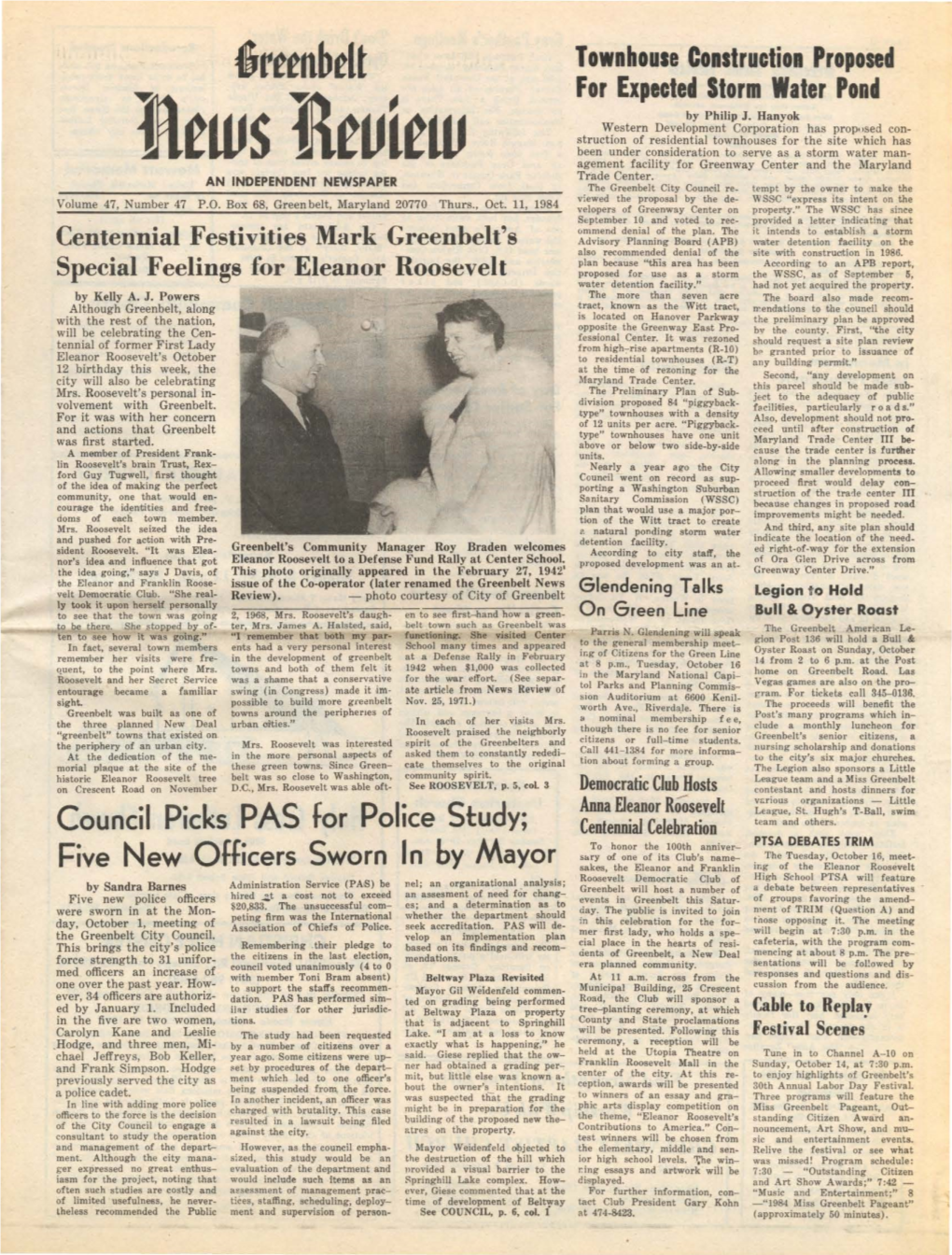 11 October 1984 Greenbelt News Review