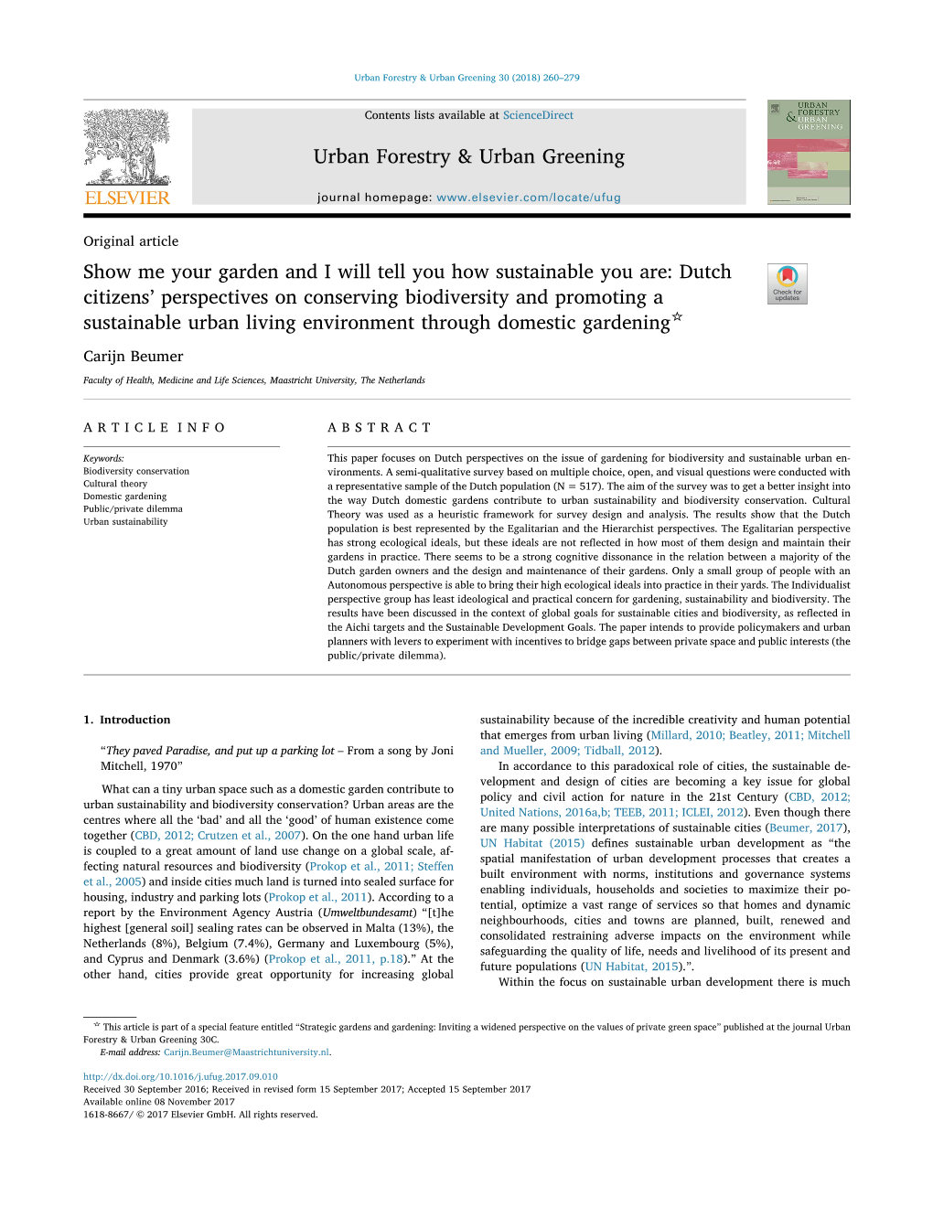 Urban Forestry & Urban Greening