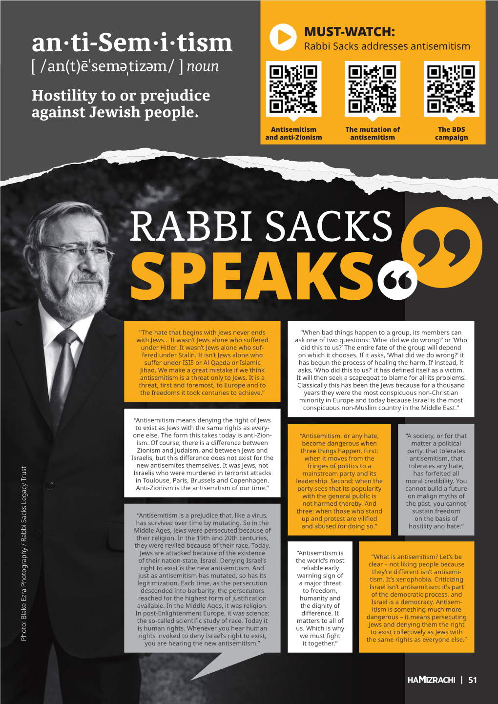 Rabbi Sacks Addresses Antisemitism [ /An(T)Ēˈsem ˌtiz M/ ] Noun Hostility to Or Prejudice Against Jewish People