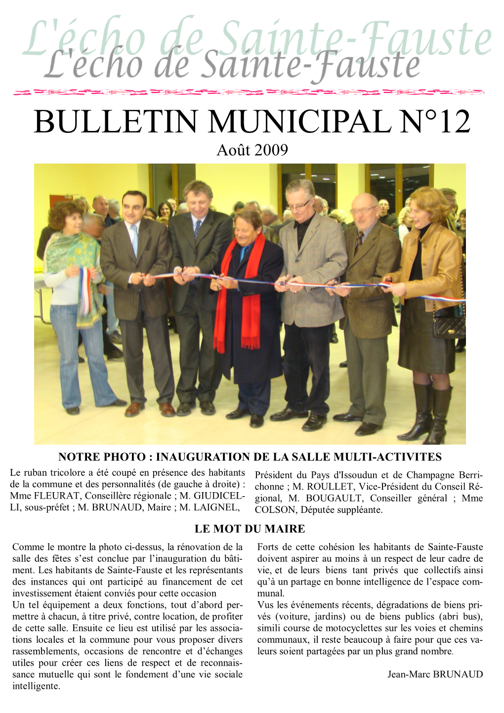 BULLETIN MUNICIPAL N°12 Août 2009