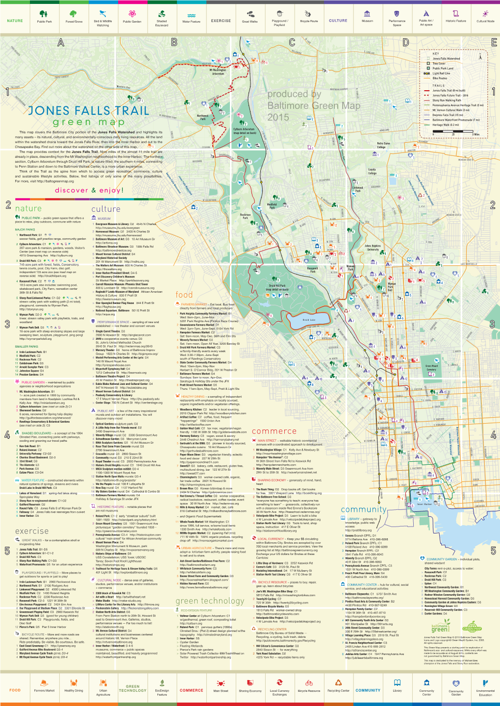 Jones Falls Trail Roads Open to Public Auto Traffic Roads Open for Walking, Bicycling Light Rail Line B D V H ´ O Q U > Ó R E T W