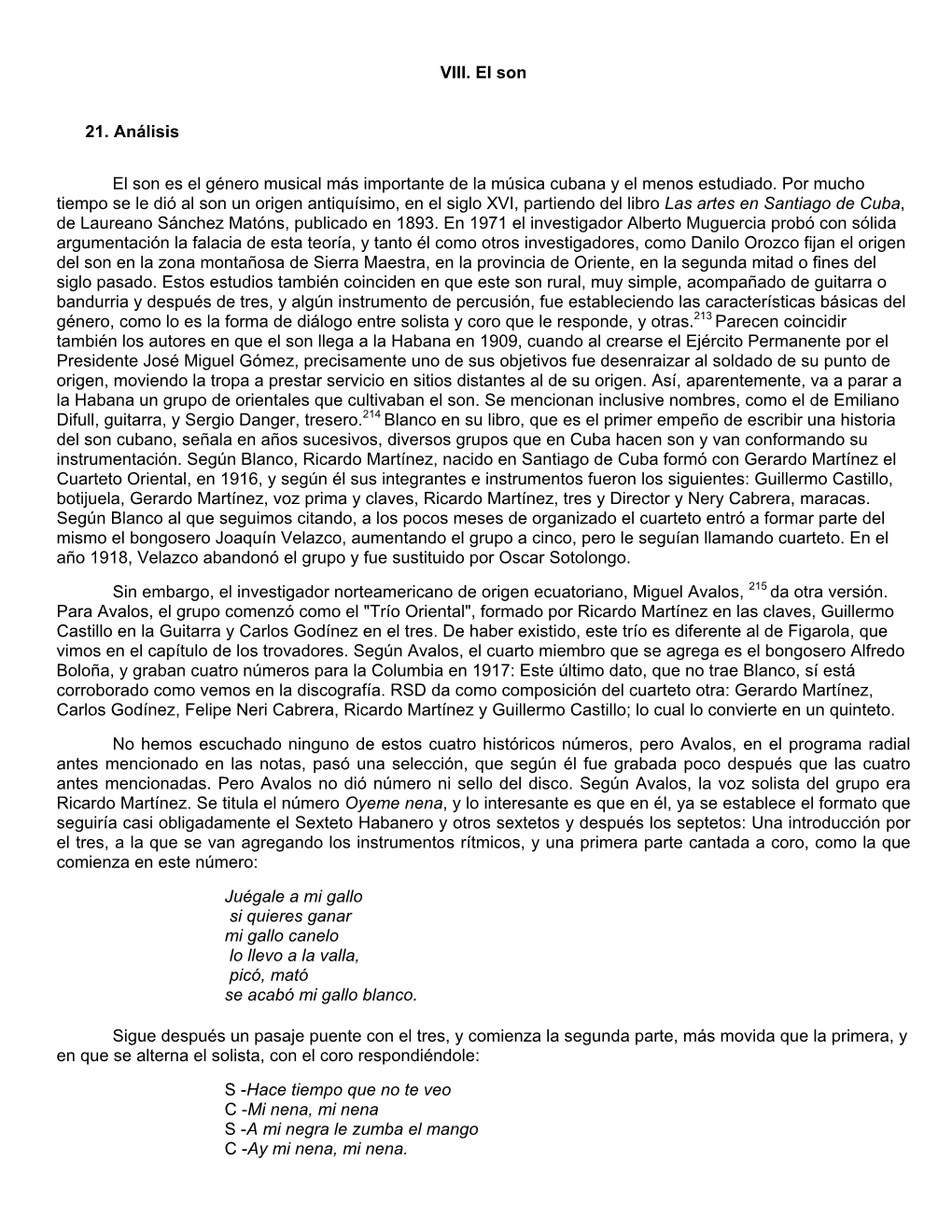 VIII. El Son 21. Análisis El Son Es El Género Musical Más Importante De