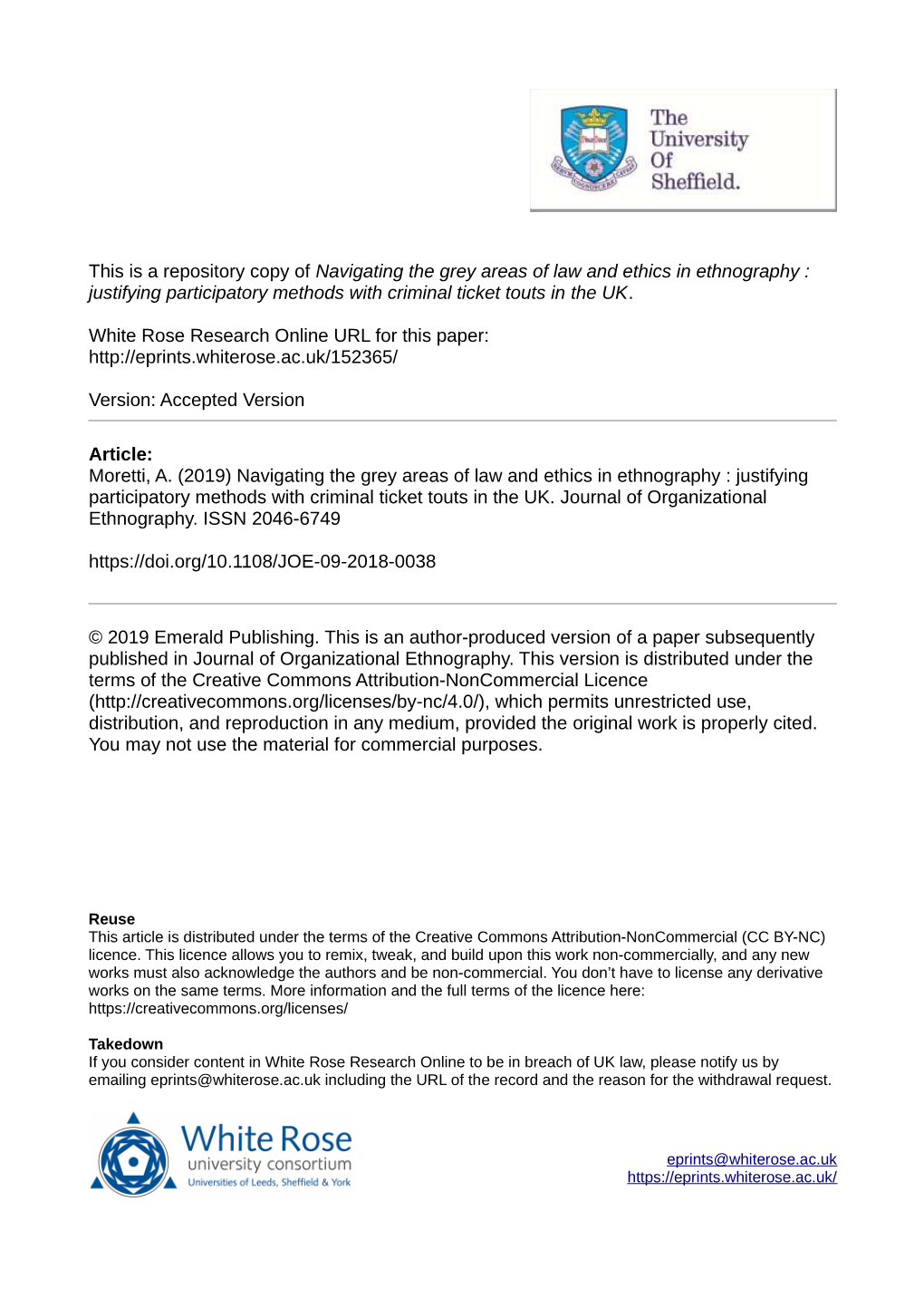 Navigating the Grey Areas of Law and Ethics in Ethnography : Justifying Participatory Methods with Criminal Ticket Touts in the UK