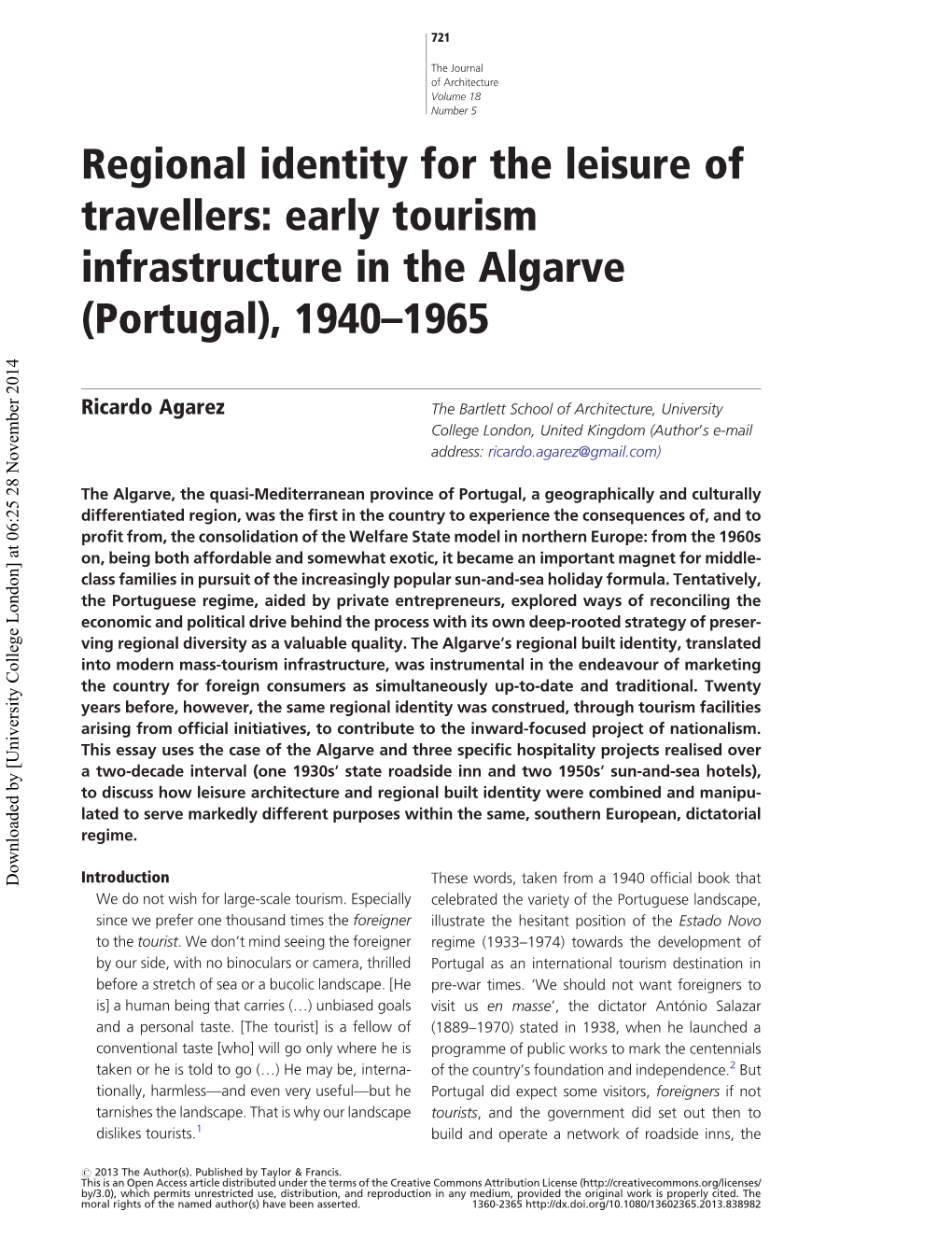 Early Tourism Infrastructure in the Algarve (Portugal), 1940–1965