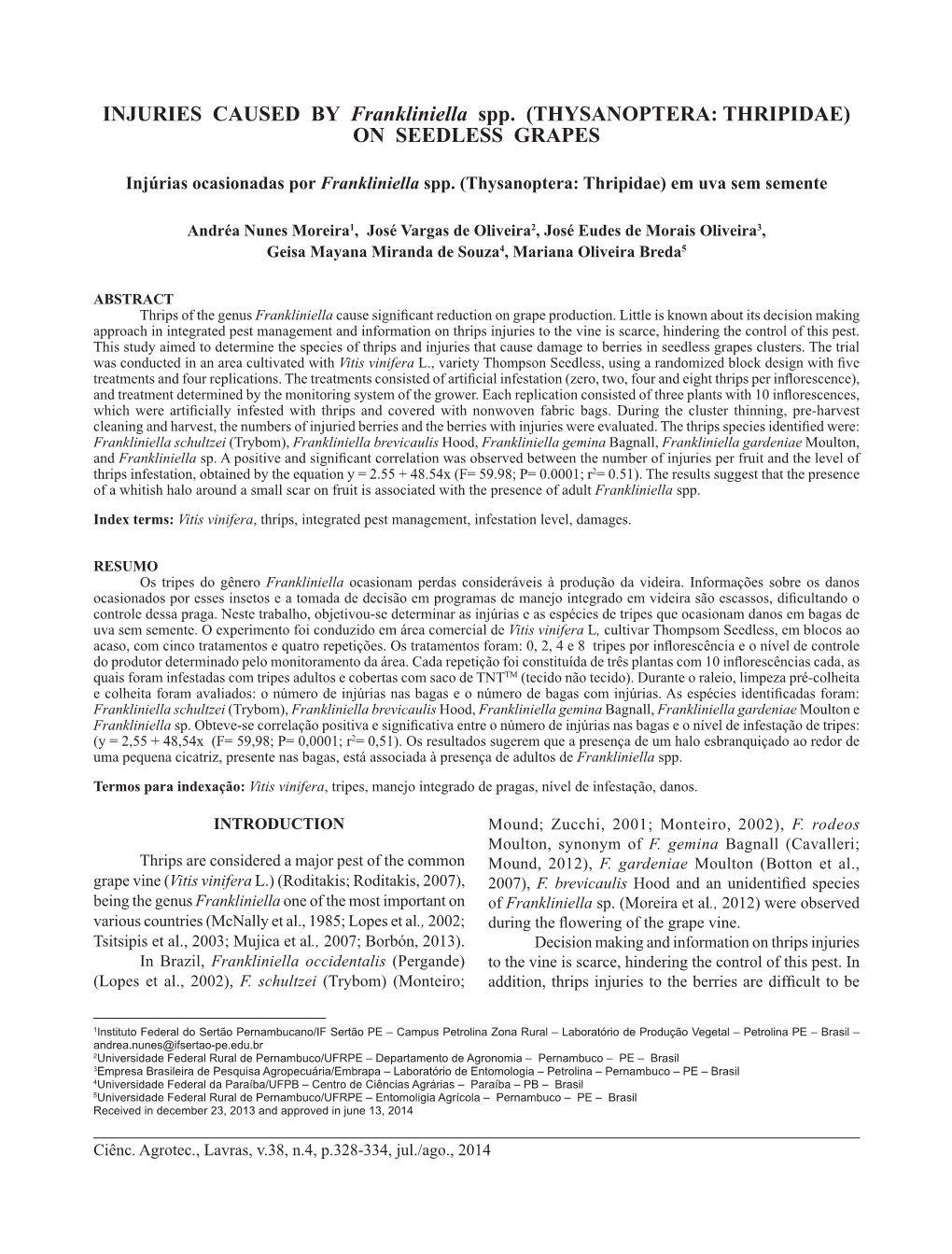 Injuries Caused by Frankliniella Spp. (Thysanoptera