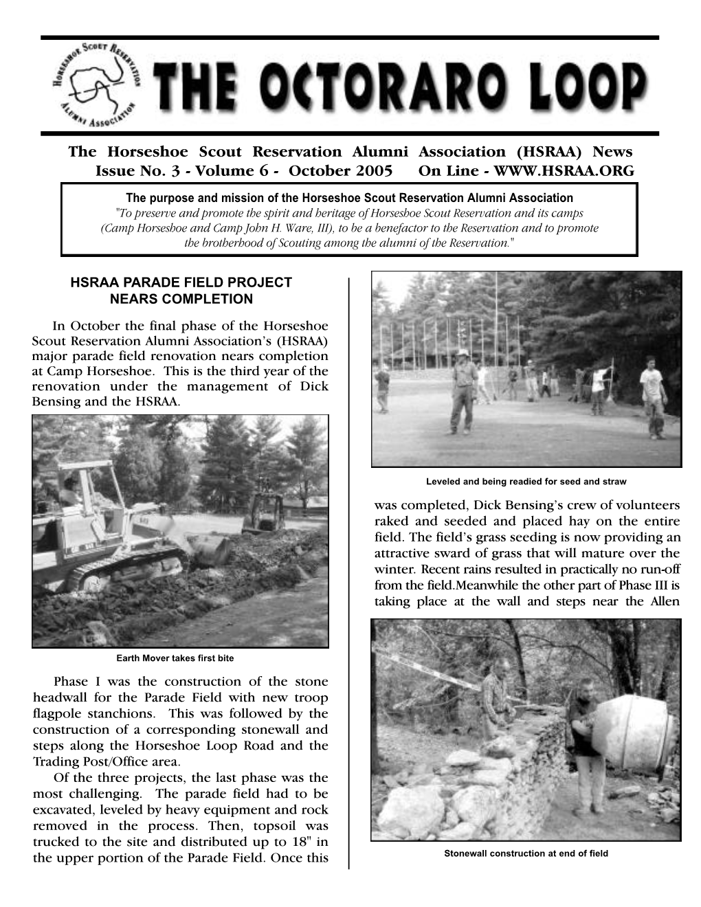 The Horseshoe Scout Reservation Alumni Association (HSRAA) News Issue No. 3 - Volume 6 - October 2005 on Line