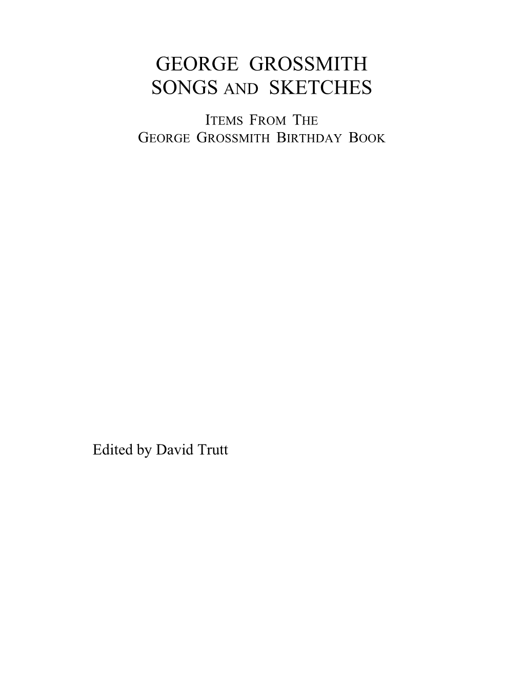 George Grossmith Songs and Sketches