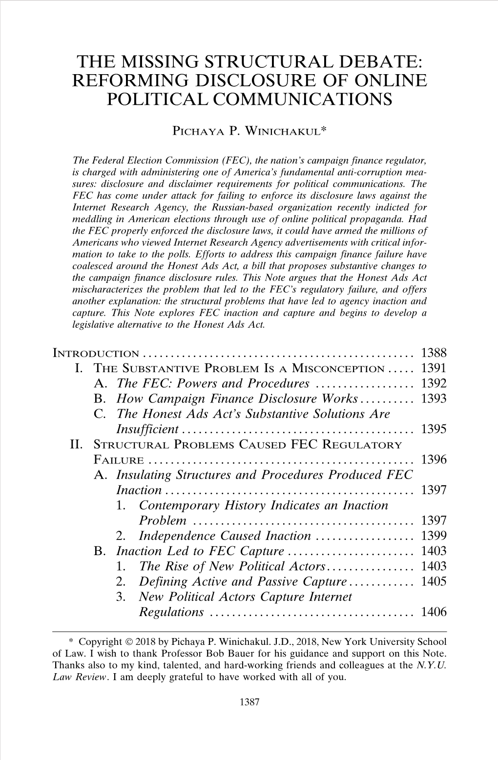 Reforming Disclosure of Online Political Communications