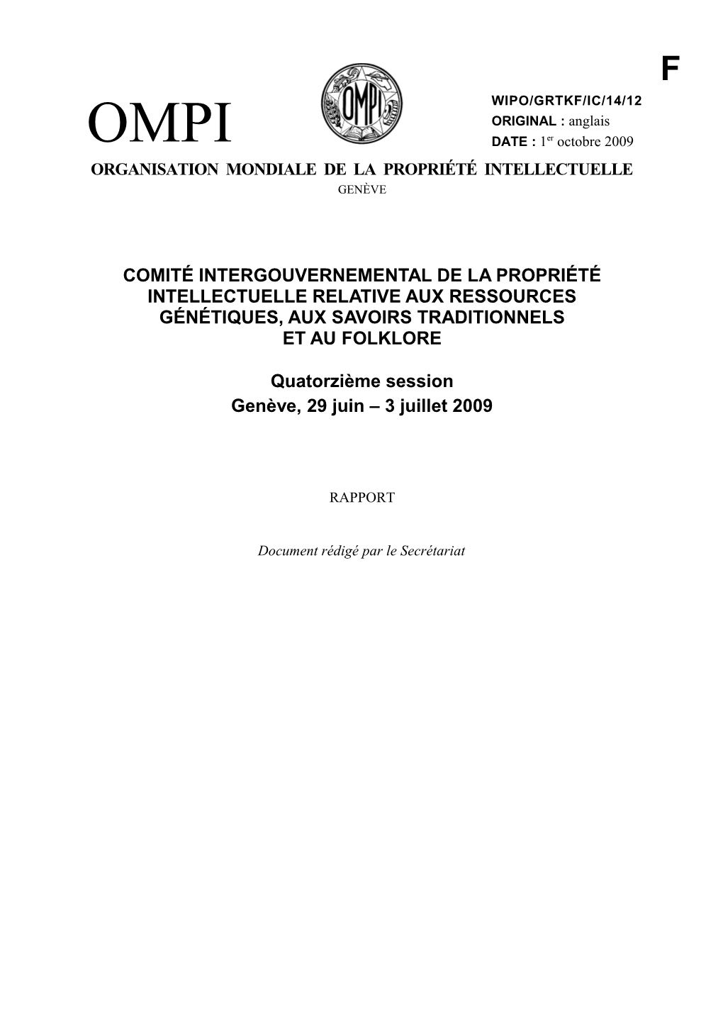 WIPO/GRTKF/IC/9/14 Prov. (Draft Report)