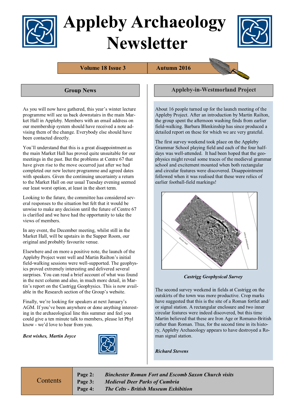 Newsletter Appleby Archaeology