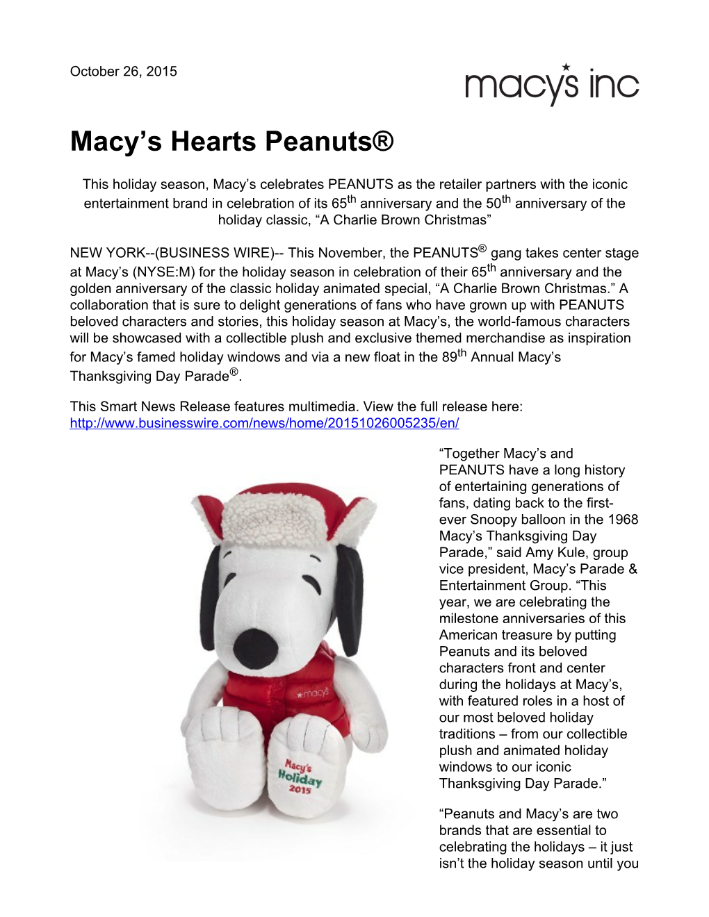 Macy's Hearts Peanuts®