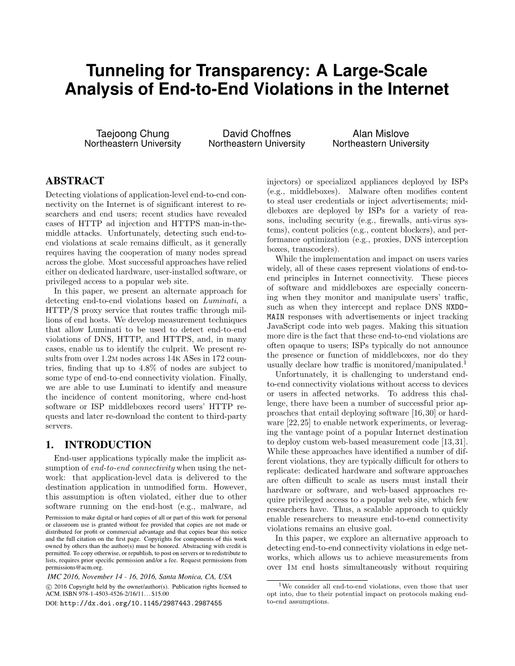 A Large-Scale Analysis of End-To-End Violations in the Internet