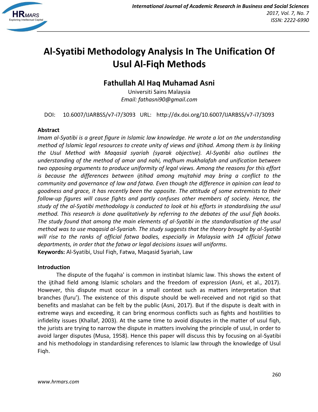Al-Syatibi Methodology Analysis in the Unification of Usul Al-Fiqh Methods