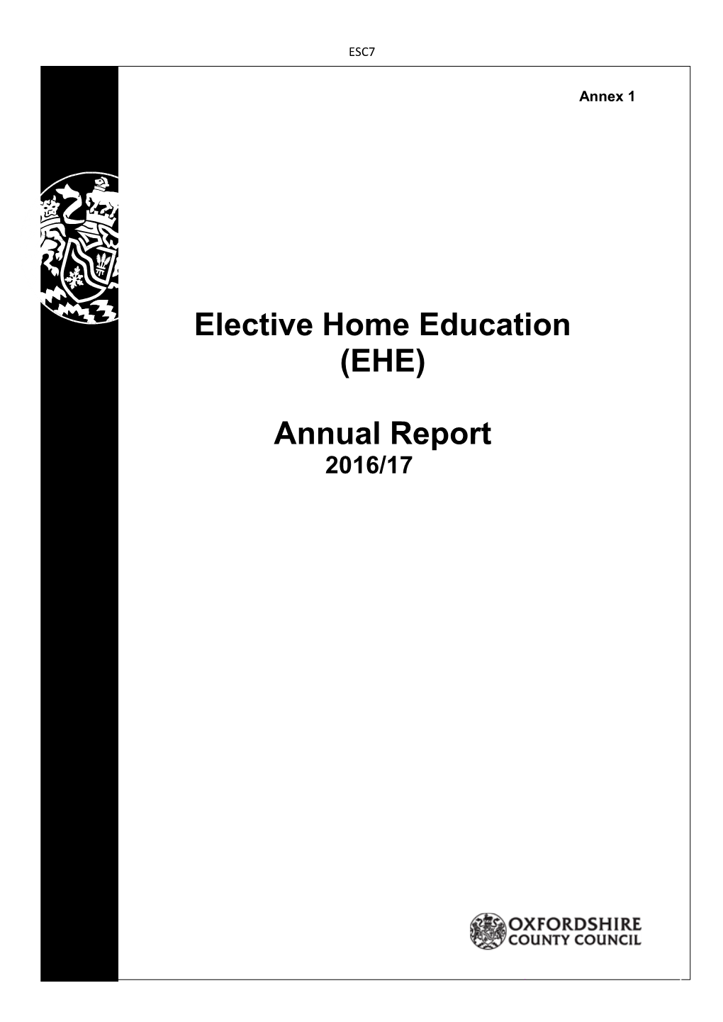 Elective Home Education (EHE) Annual Report