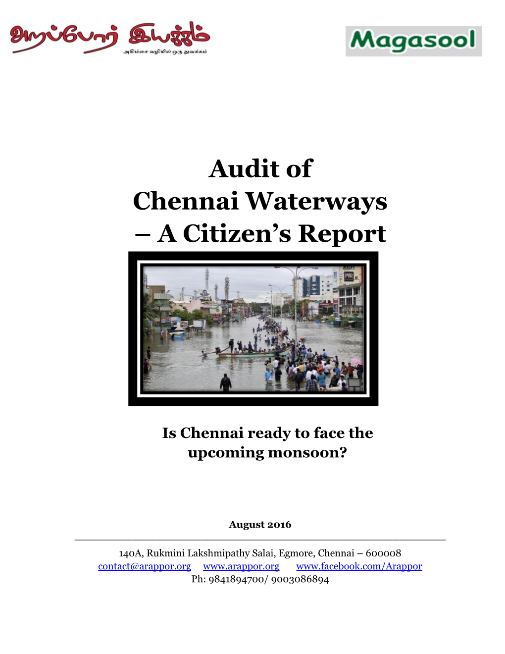 Audit of Chennai Waterways – a Citizen's Report