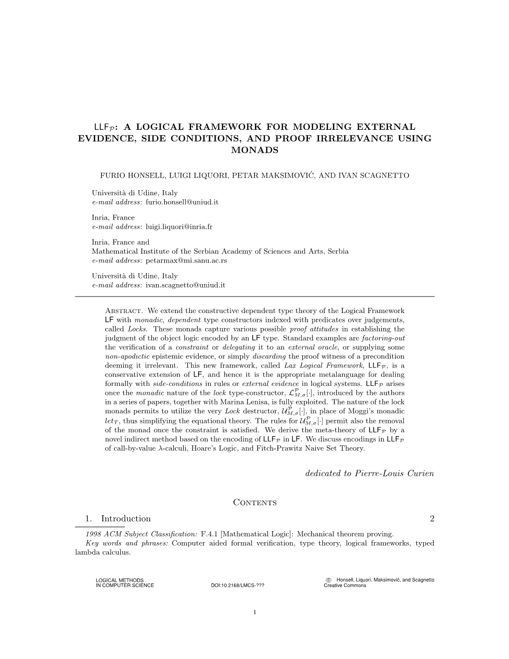 Llfp: a Logical Framework for Modeling External