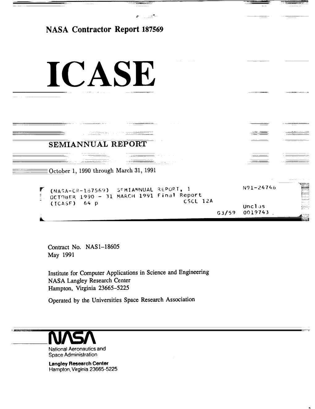 NASA Contractor Report 187569 SEMIANNUAL REPORT