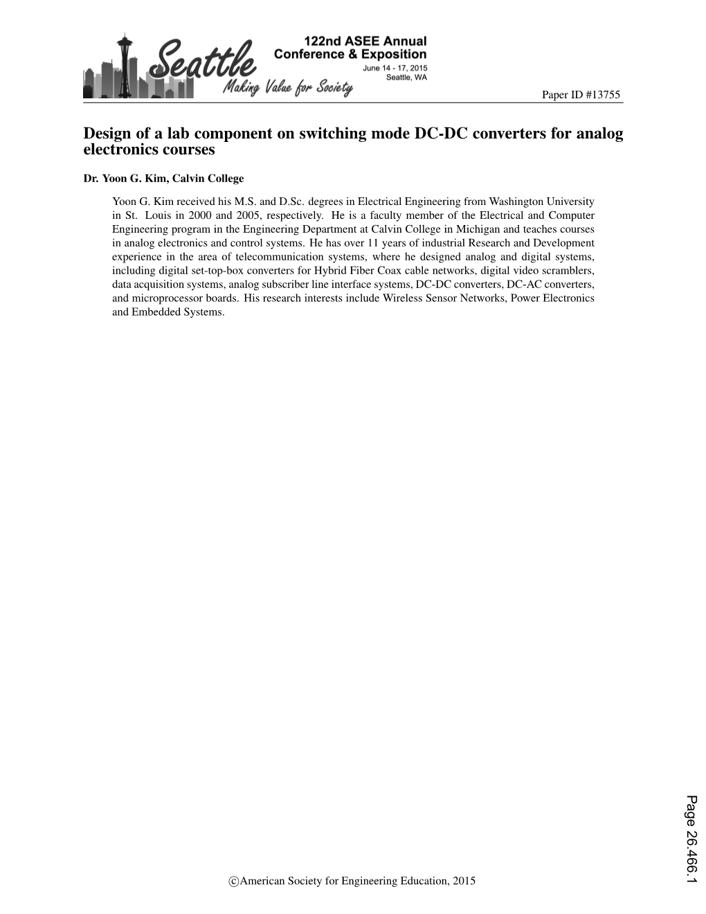 Design of a Lab Component on Switching Mode DC-DC Converters for Analog Electronics Courses