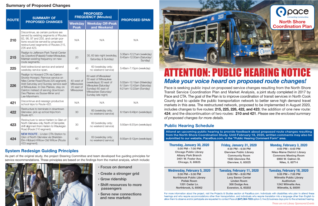 Phase 2 Proposed Changes Flyer and Public Hearing Schedule