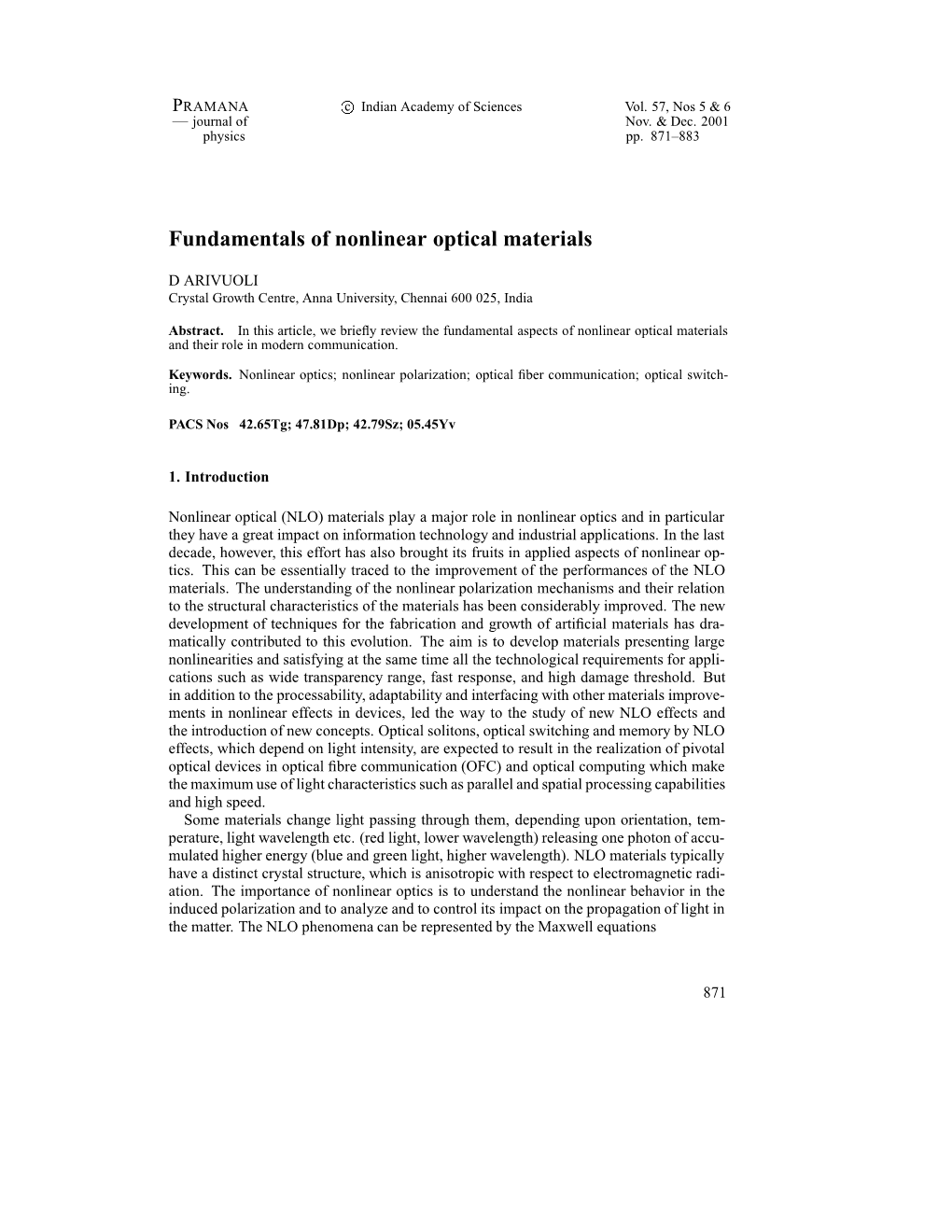 Fundamentals of Nonlinear Optical Materials