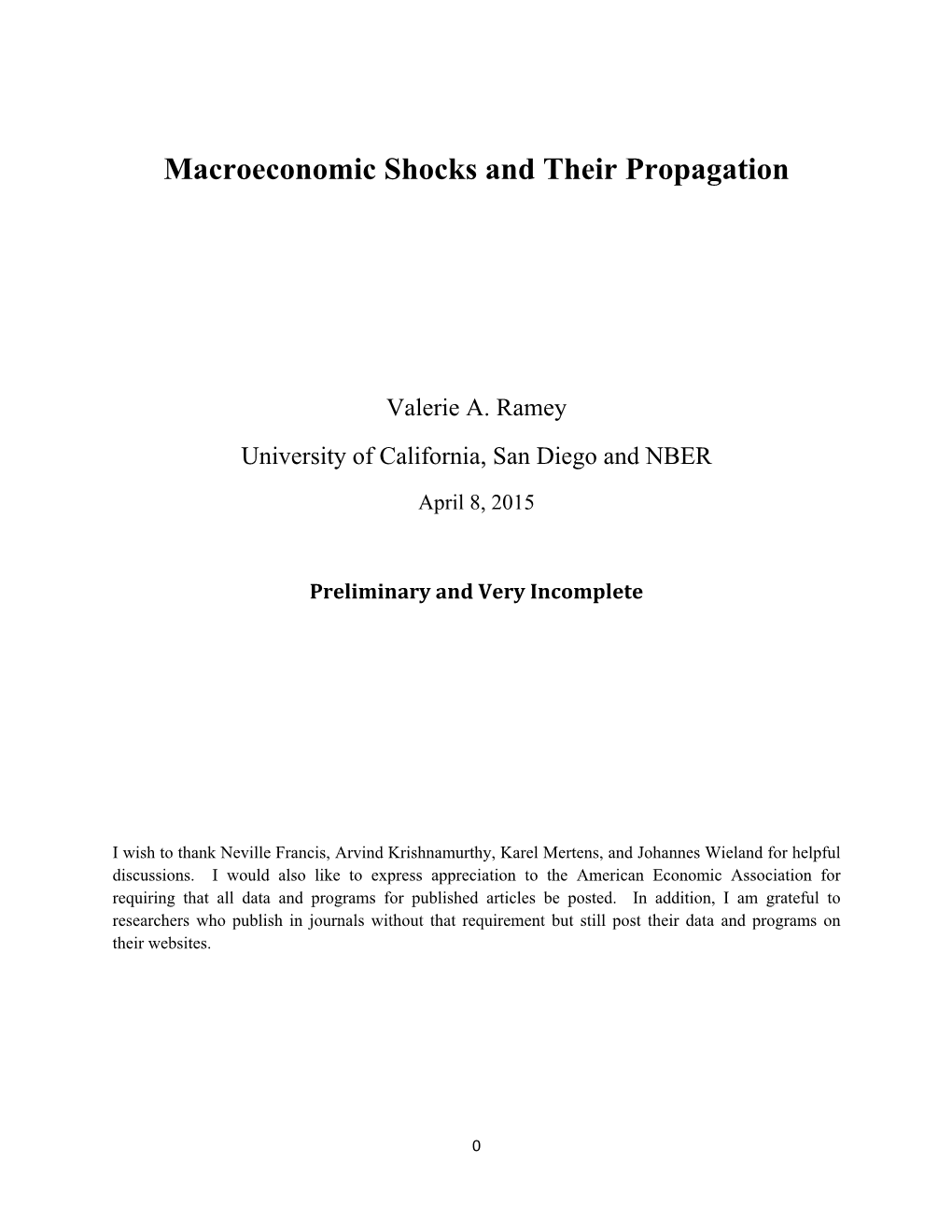 Macroeconomic Shocks and Their Propagation