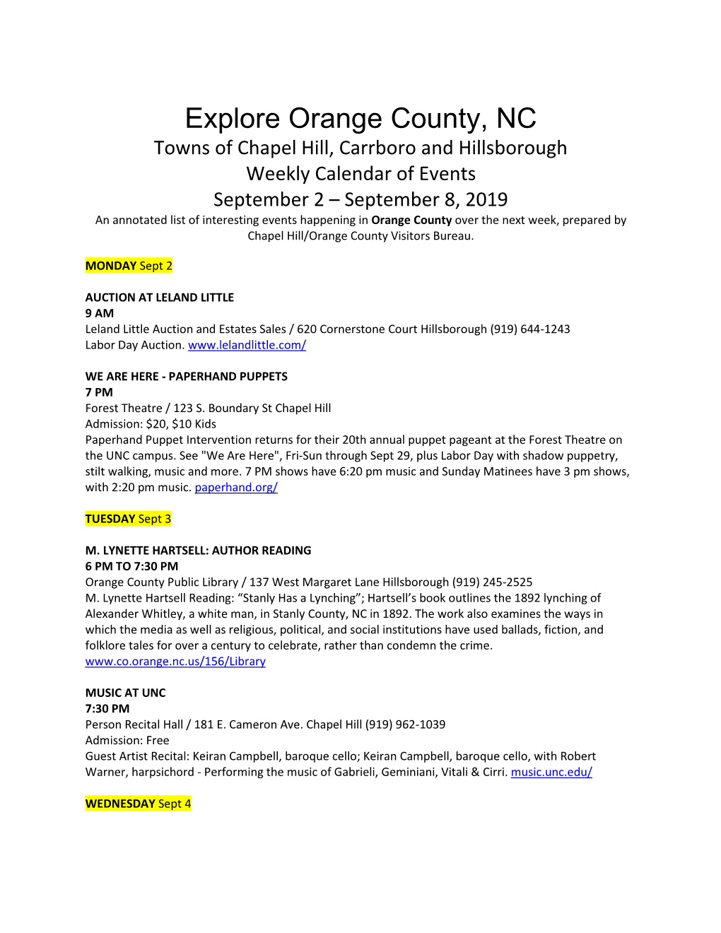 Explore Orange County, NC