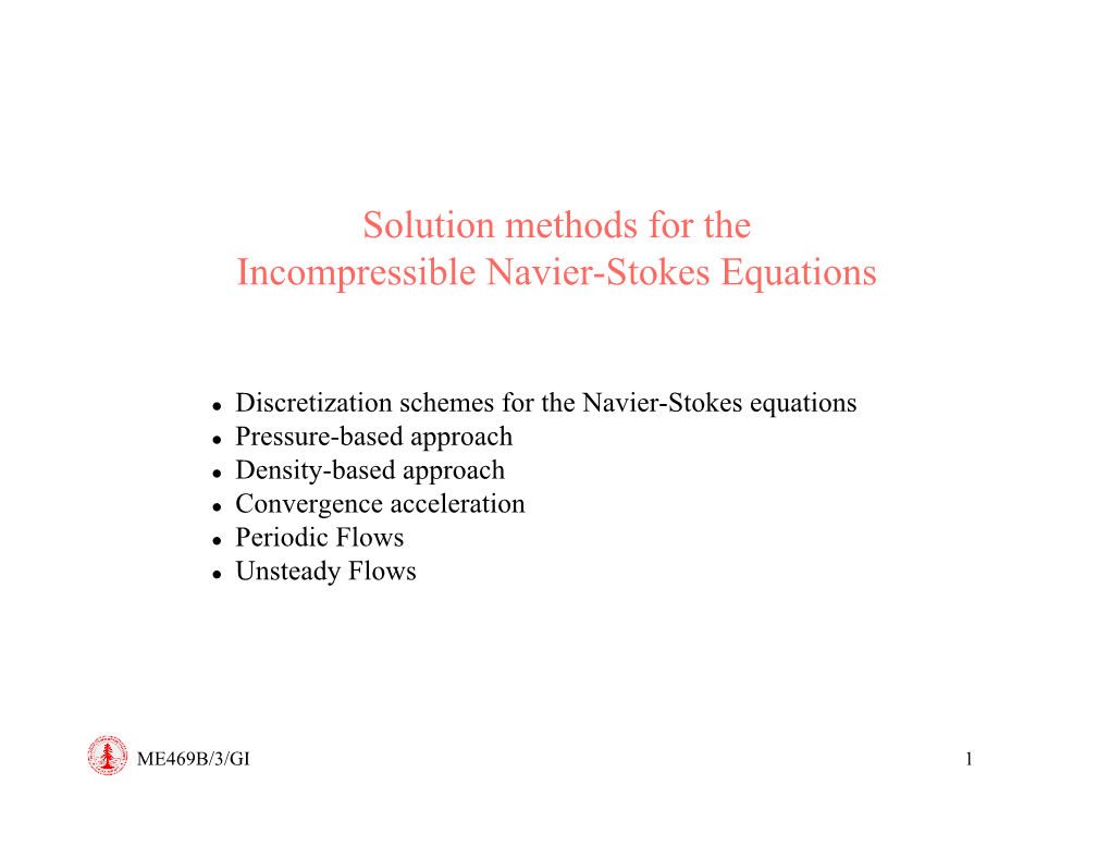 Solution Methods for the Incompressible Navier-Stokes Equations