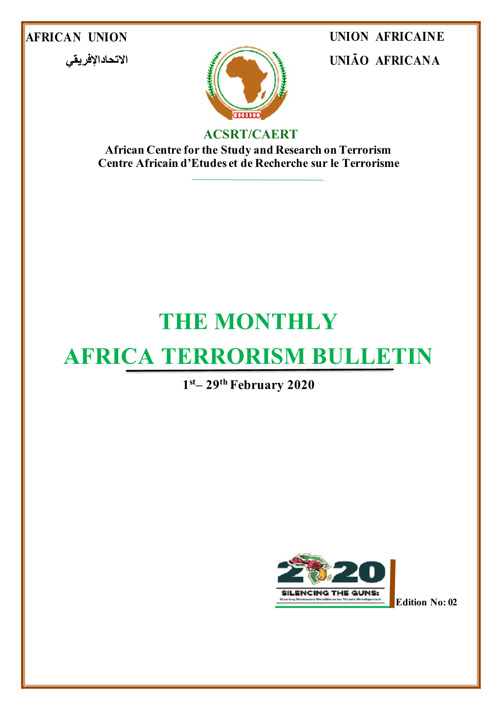 THE MONTHLY AFRICA TERRORISM BULLETIN 1St– 29Th February 2020