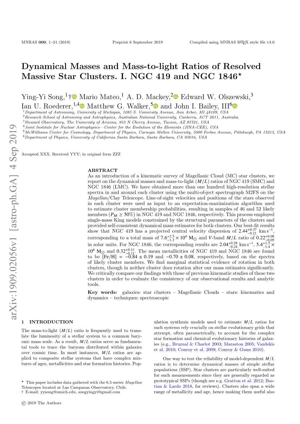 Dynamical Masses and Mass-To-Light Ratios of Resolved Massive Star Clusters