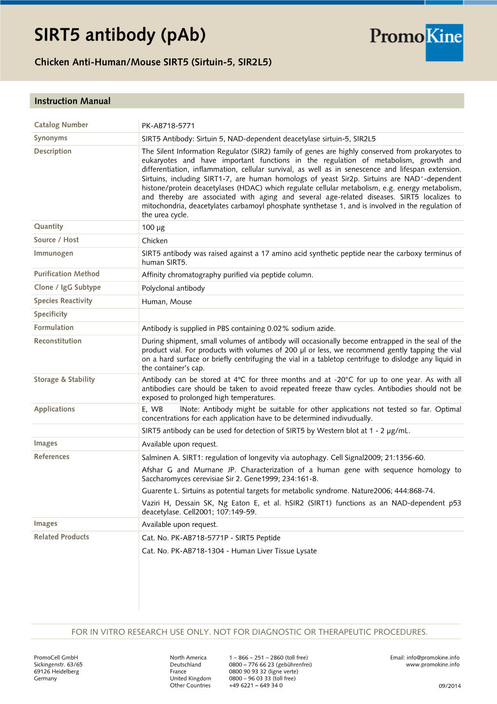 SIRT5 Antibody (Pab)