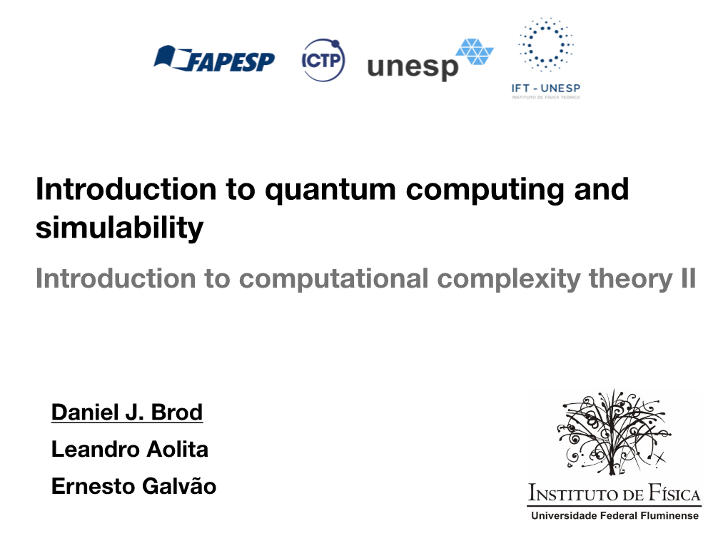 Introduction to Computational Complexity Theory II