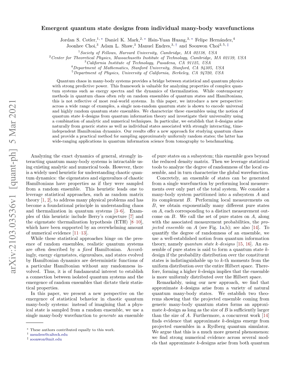 Arxiv:2103.03536V1 [Quant-Ph] 5 Mar 2021 Volved