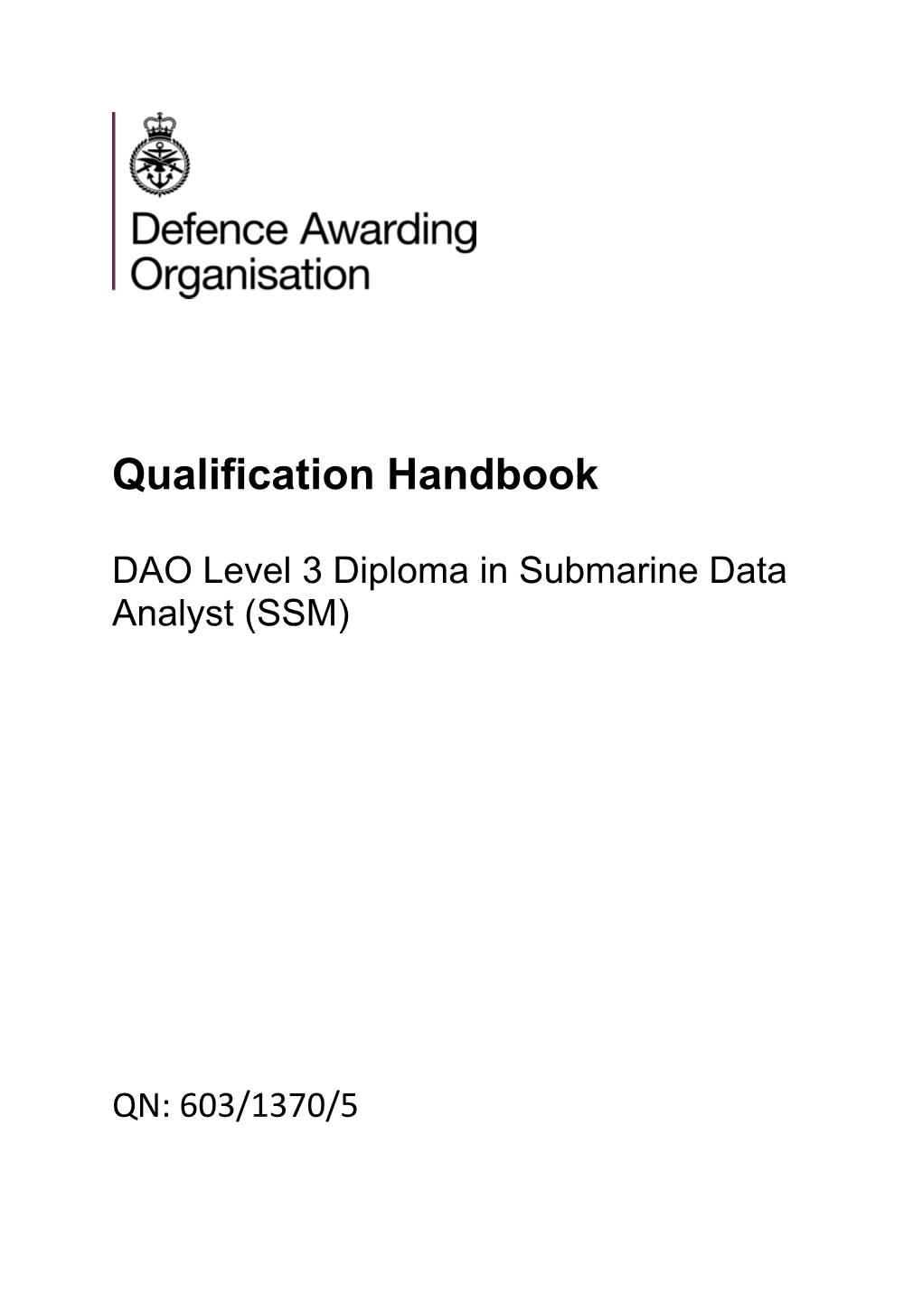 DAO Level 3 Diploma in Submarine Data Analyst (SSM)