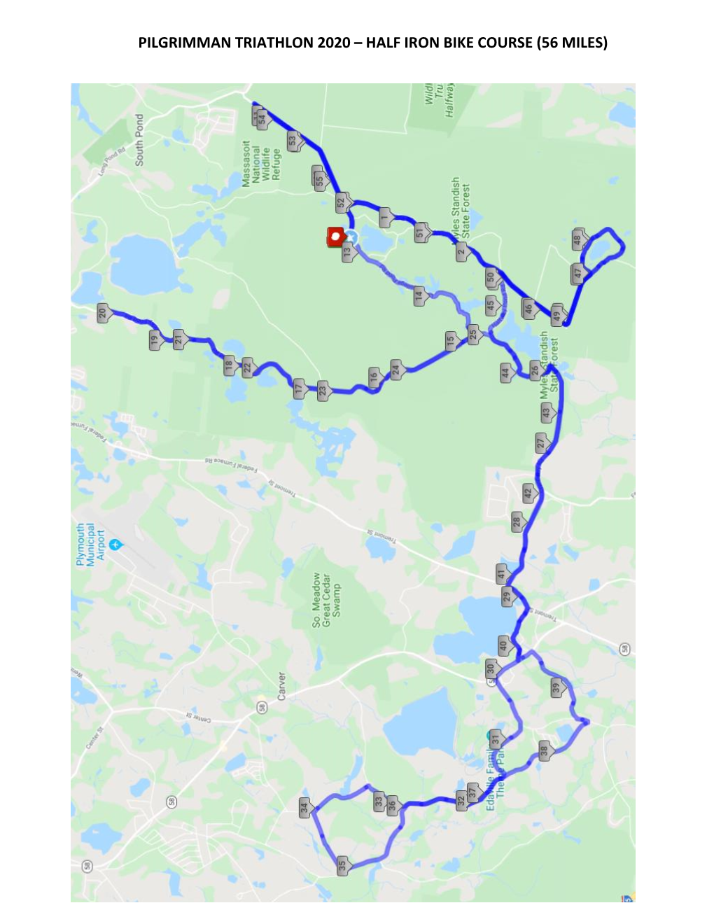 Pilgrimman Triathlon 2020 – Half Iron Bike Course (56 Miles)