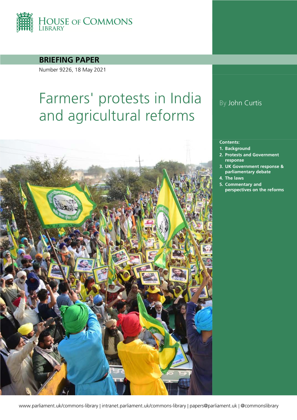 Farmers' Protests in India and Agricultural Reforms