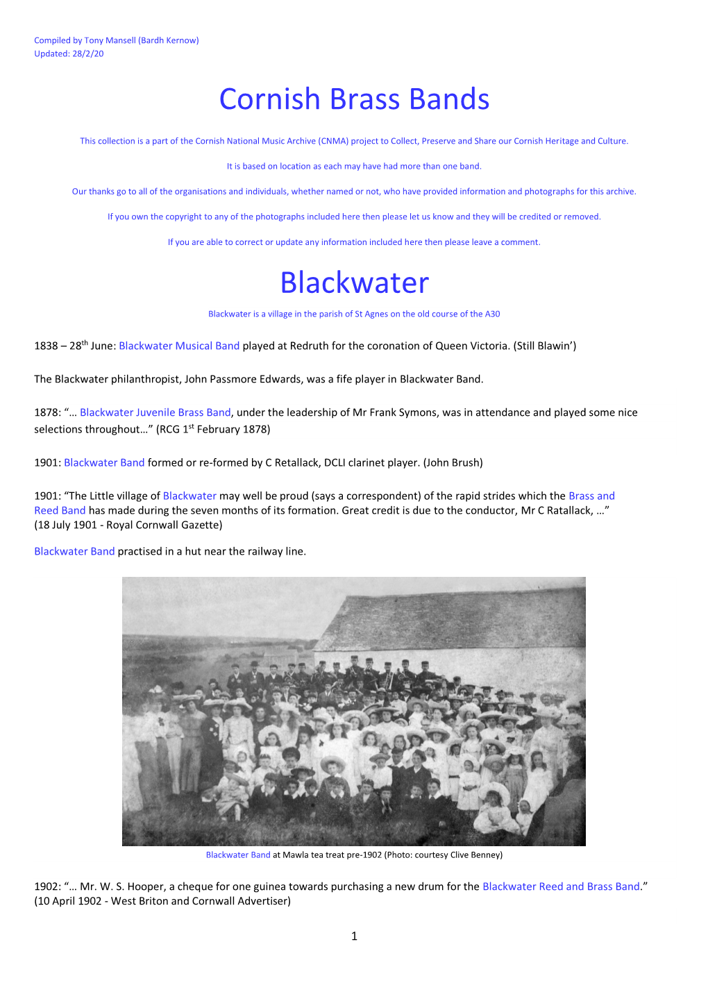 Cornish Brass Bands Blackwater