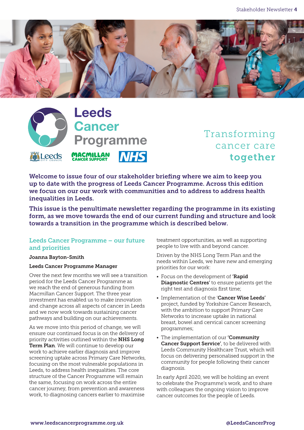 Leeds Cancer Programme Stakeholder Briefing Spring 2020