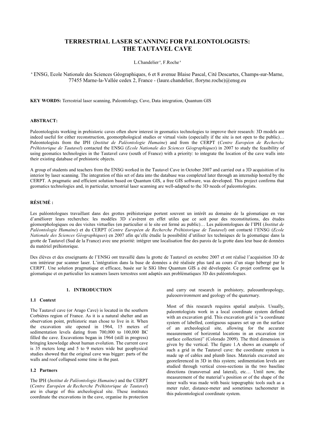 Terrestrial Laser Scanning for Paleontologists: the Tautavel Cave