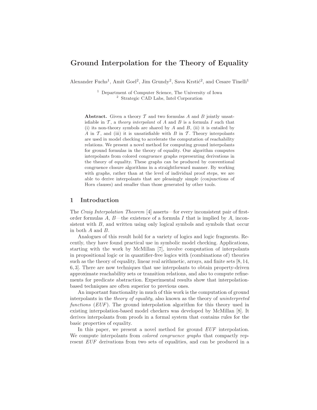 Ground Interpolation for the Theory of Equality