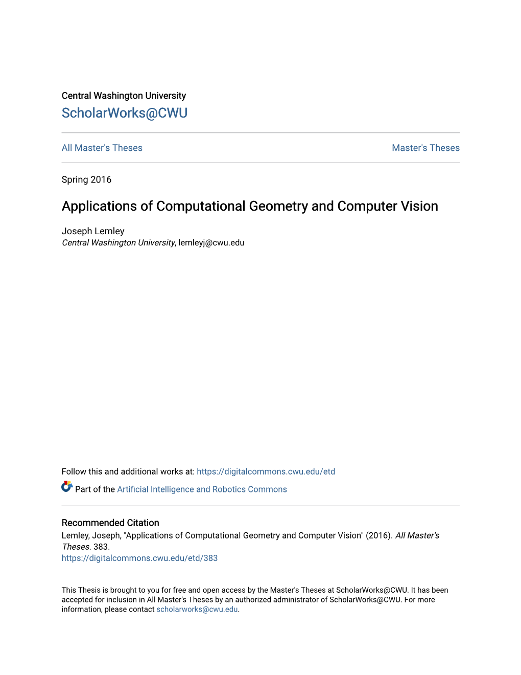 Applications of Computational Geometry and Computer Vision